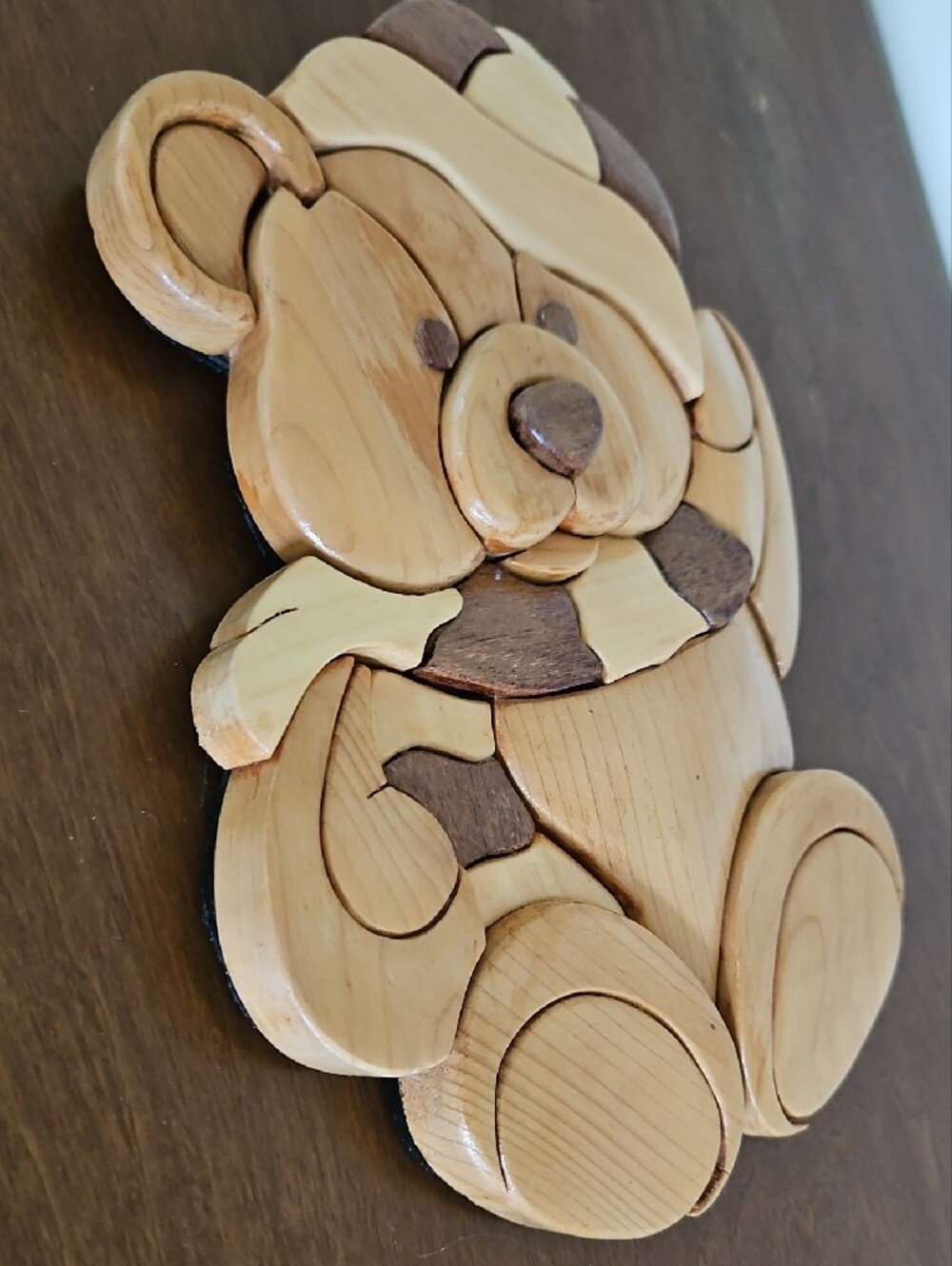 Handcrafted Intarsia Wooden Bear Wall Decor - Picture 3 of 5